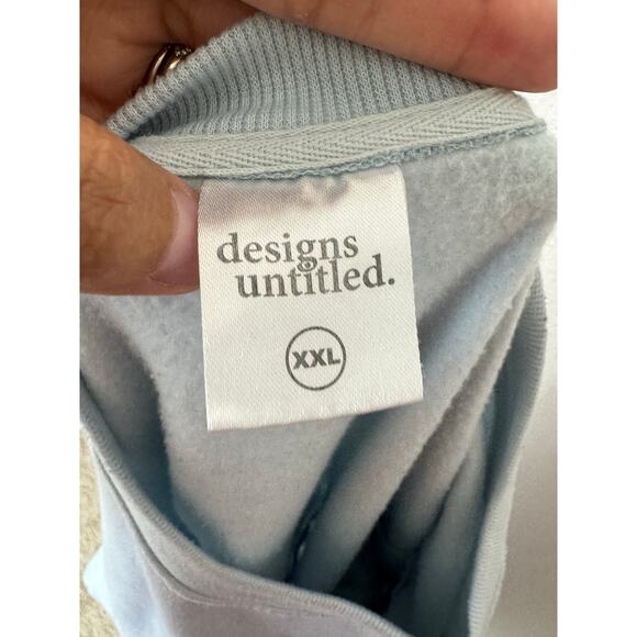 Designs Untitled Blue Floral Smiley Crewneck Sweatshirt XXL - Picture 2 of 4